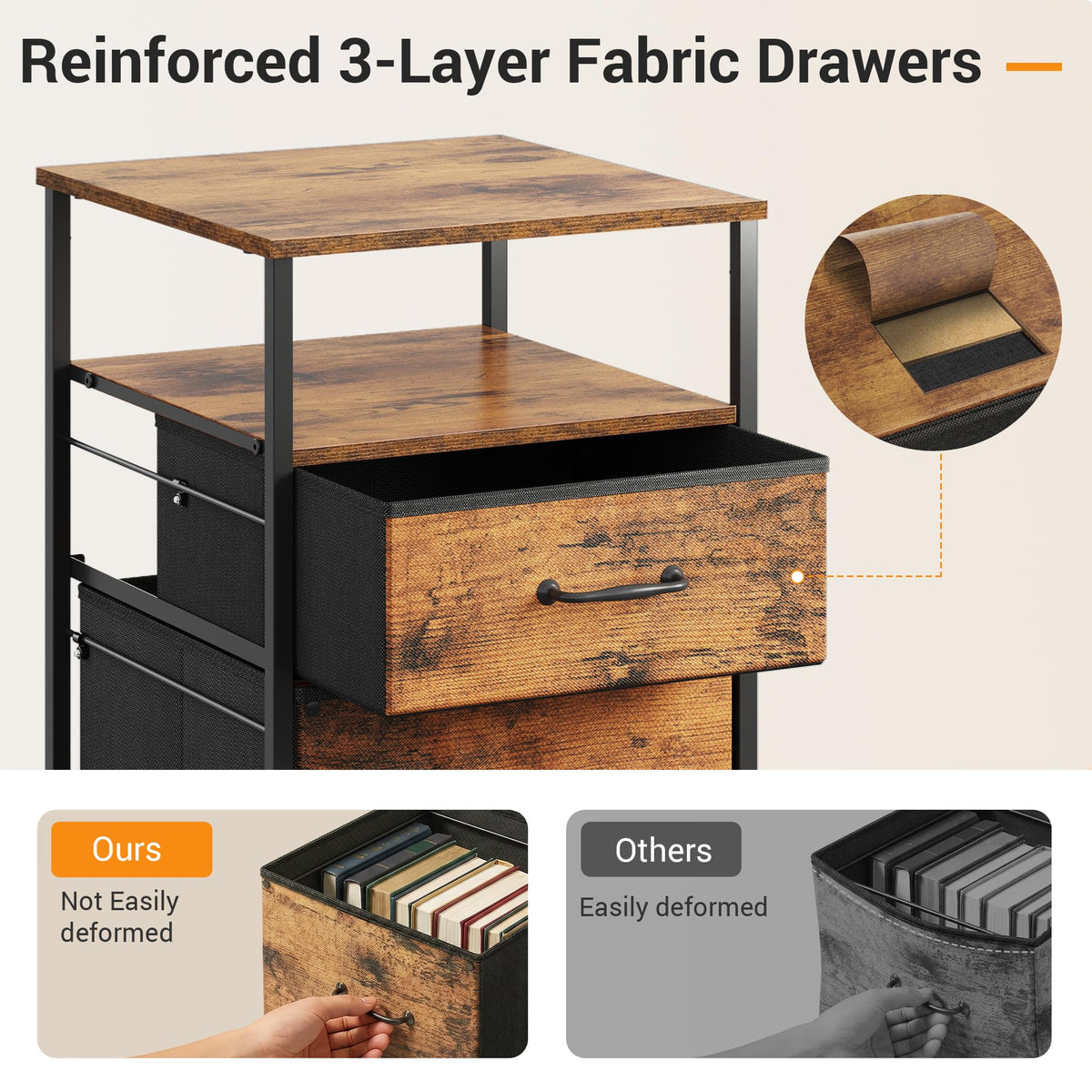 2 Drawer Mobile Fabric File Cabinet C467
