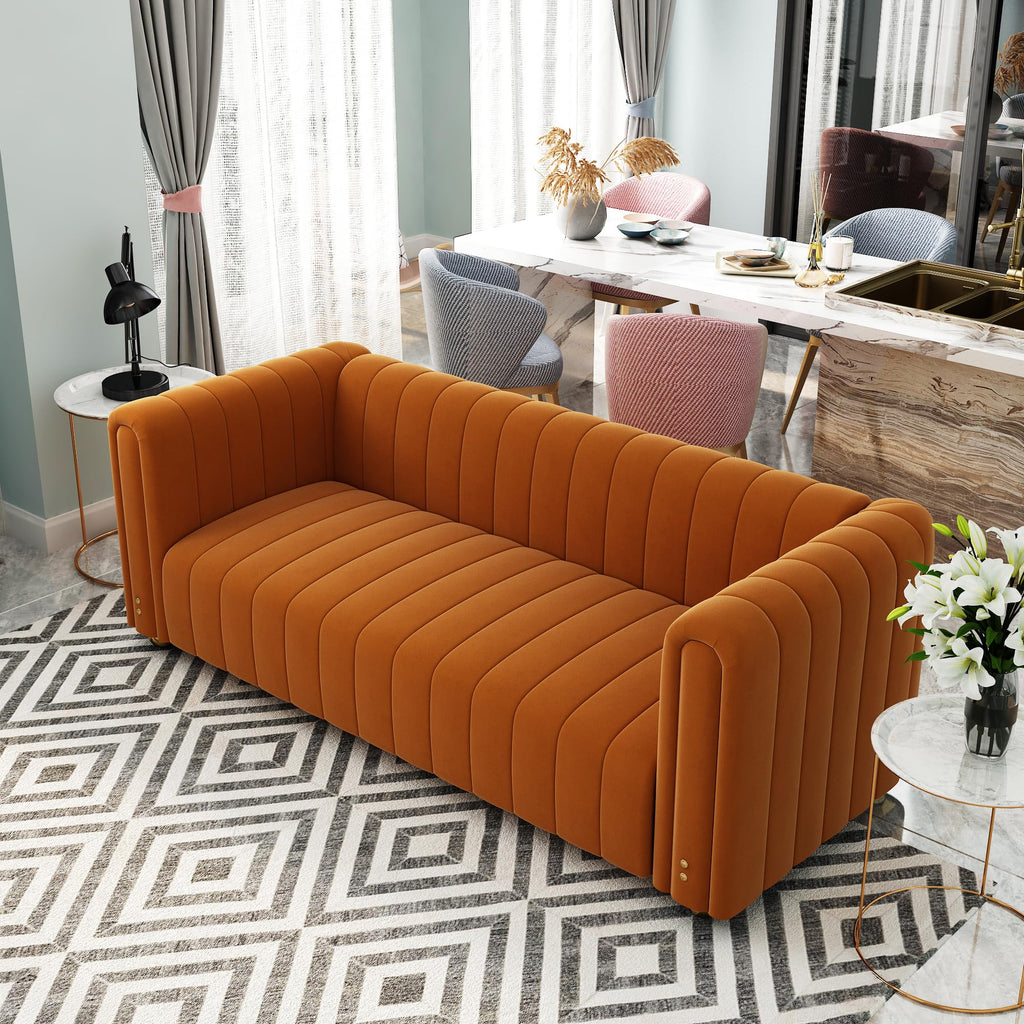 Orange Tufted Velvet Sofa Set E56363