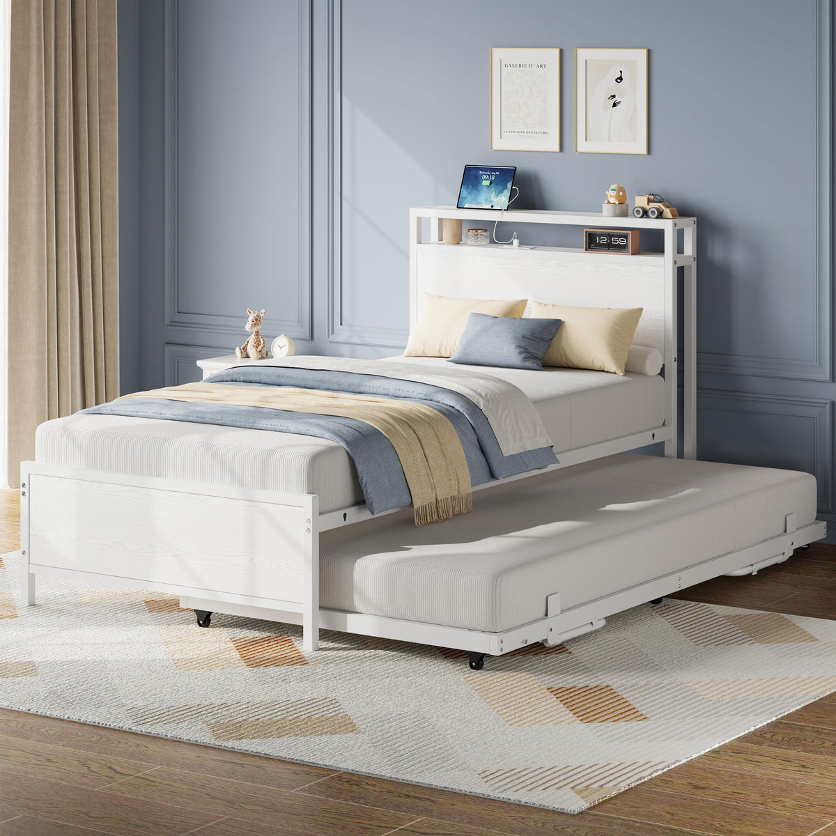 Twin Daybed with Trundle Bed and Storage Headboard Z299808