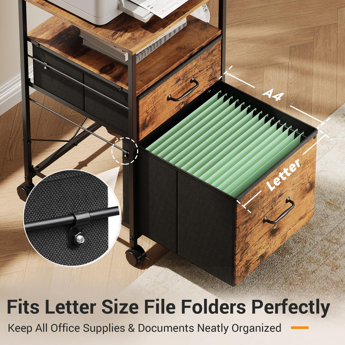2 Drawer Mobile Fabric File Cabinet C467