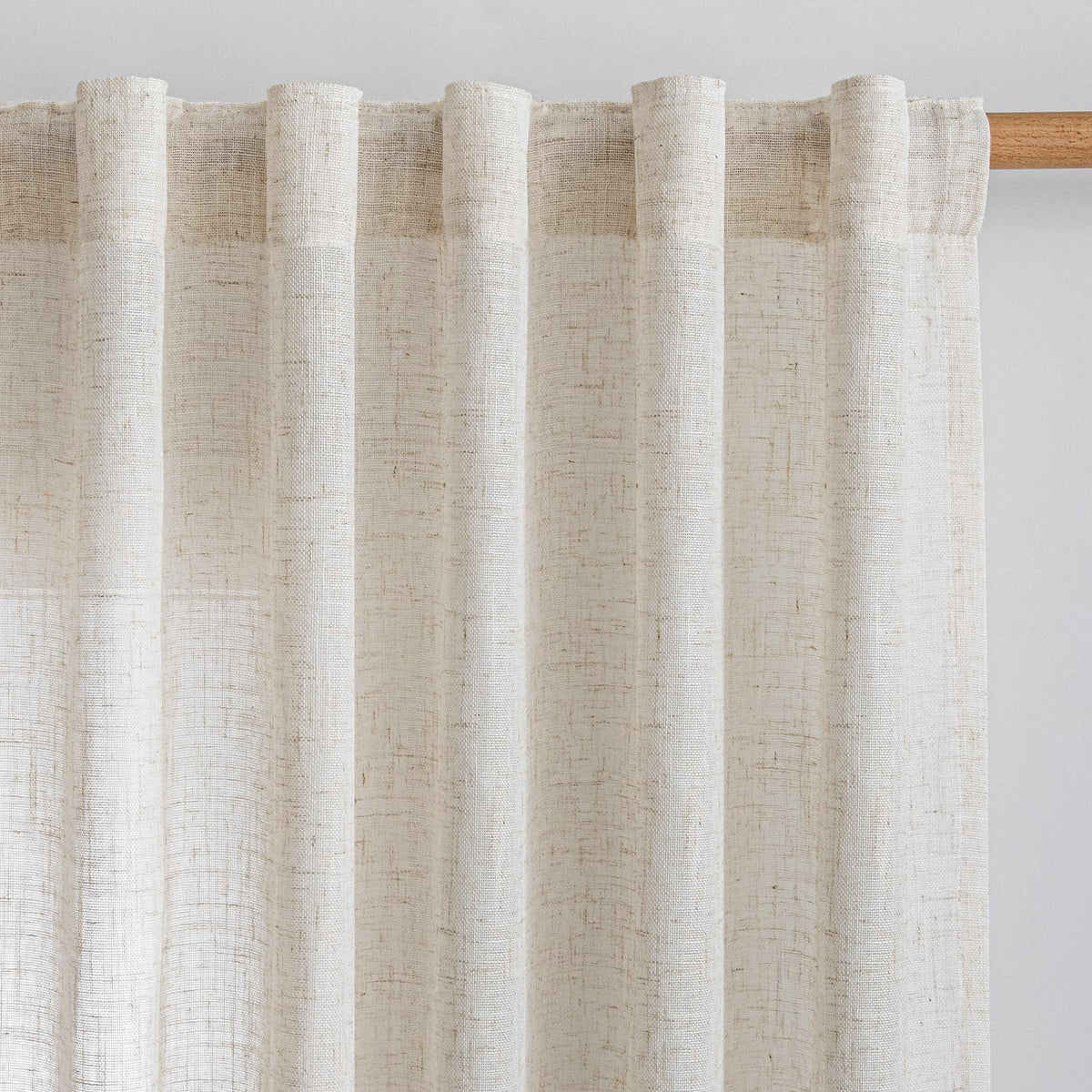 90 Inches Long Semi Sheer Linen Curtains, 2 Panels U885792